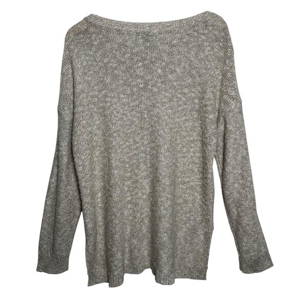 Banana Republic Sweater Long Sleeve Womens Large Beige Marled Hi-low Knit Linen - Picture 2 of 11